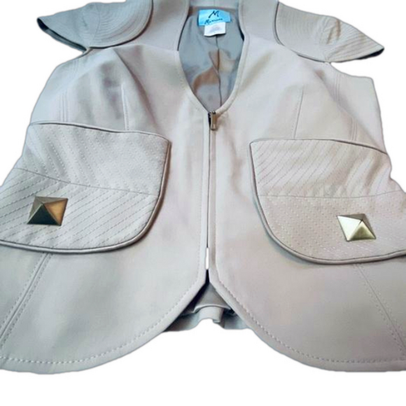 Marciano 2000’s y2k studded fitted zip up vest cap sleeves deep neckline Modal - Picture 2 of 13